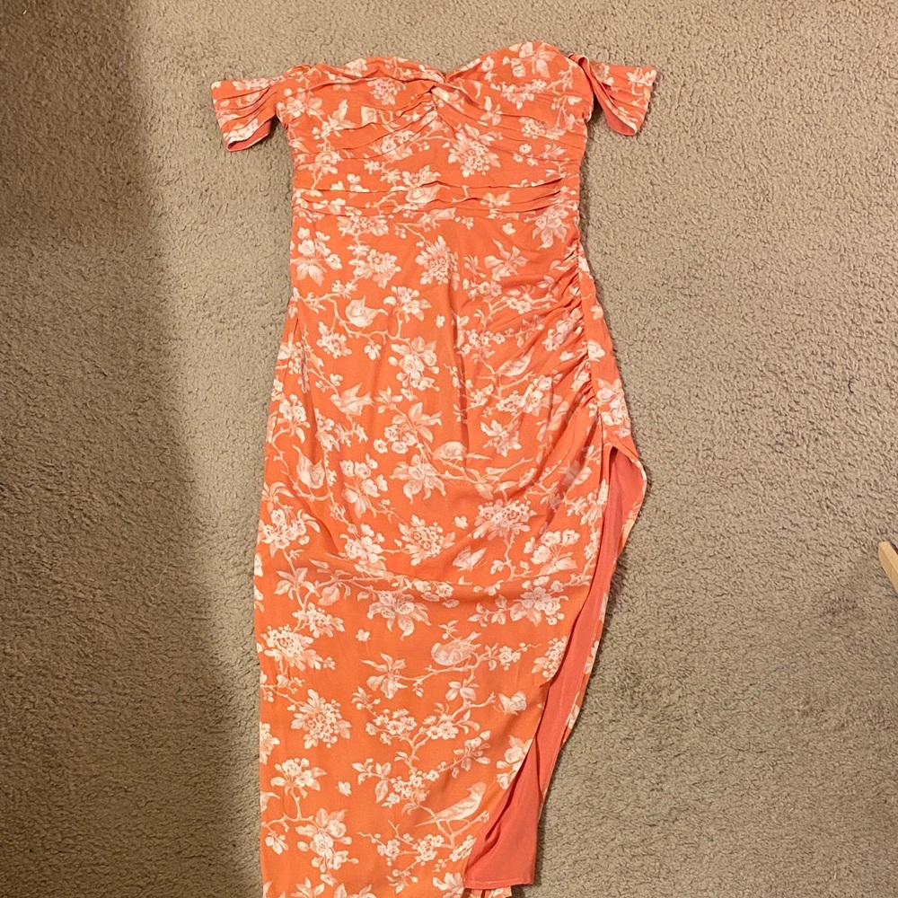 Abercrombie & Fitch Coral Floral MIDI Dress